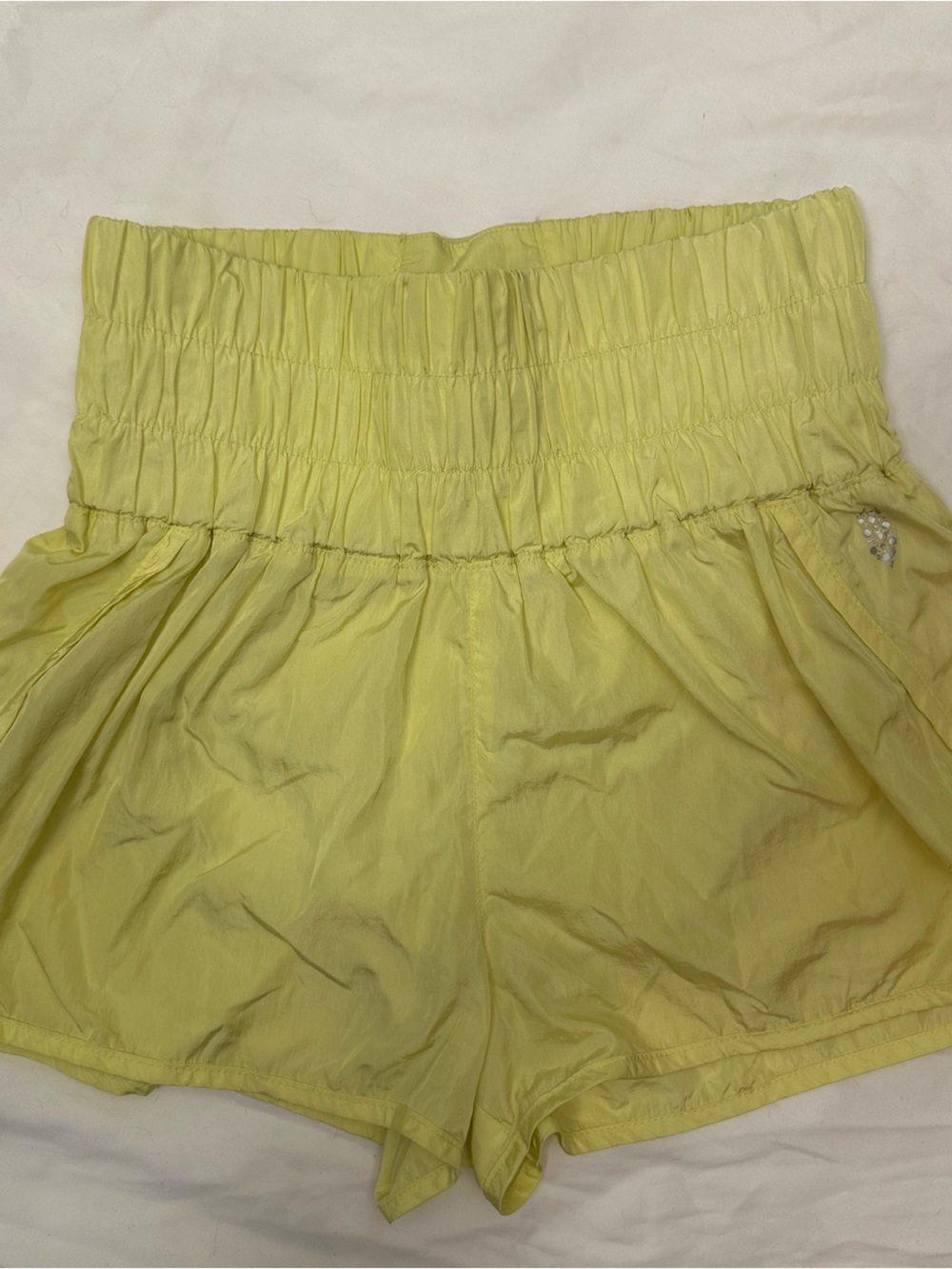 FP Movement by Free People Yellow High-Waist Smocked Athletic Shorts M